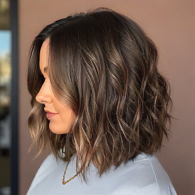 wavy lob haircut